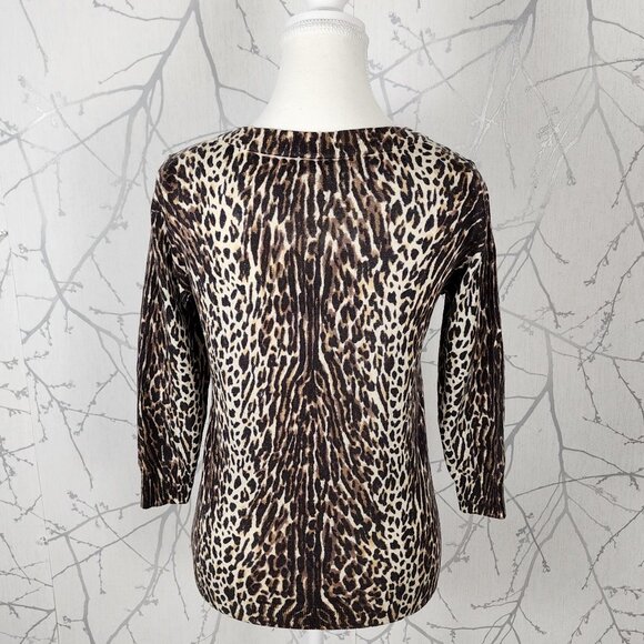 J. Crew Leopard Cheetah Print 100% Merino Wool Tippi Sweater - Picture 3 of 4